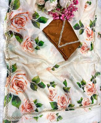 tabby silk white floral saree for women hand work 1