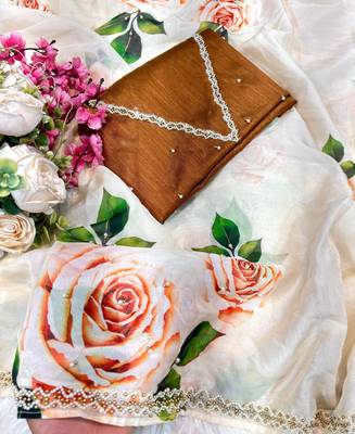 tabby silk white floral saree for women hand work 5