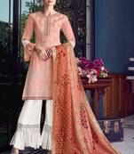 Peach Heavy Embroidered Designer Palazzo Suit
