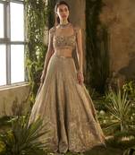 gold embroidered silk lehenga set