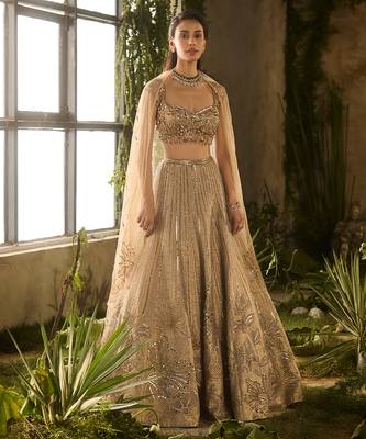 gold embroidered silk lehenga set 3