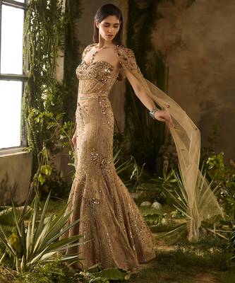 gold embroidered jacquard lehenga set 2
