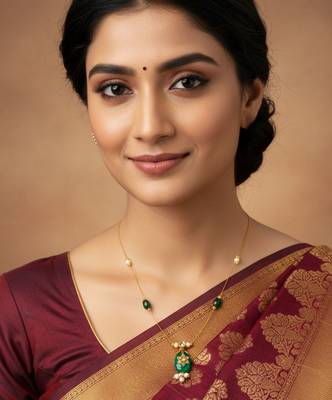 Elegant green stone pendant chain with pearl drops 2