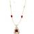 Elegant gold-plated red stone pendant chain with pearl drops
