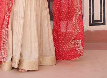Off white sequins Zari embroidered Kurti with dupatta 6