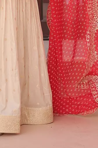 Off white sequins Zari embroidered Kurti with dupatta