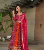 Pink Faux Georgette With Zari & Sequins Embroidered work kurti n duptta 