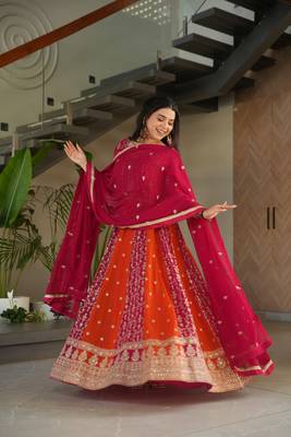 Pink Faux Georgette sequins Zari embroidered Kurti with dupatta 5