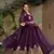 Wine faux georgette sequins Zari embroidered Kurti with dupatta