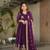 Wine faux georgette with zari & sequins embroidered work kurti n duptta