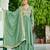 Pista green Vichitra Silk with Rich Embroidered Zari & Thread work Gown  and duptta 