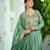Pista green Vichitra Silk with Rich Embroidered Zari & Thread work Gown  and duptta 