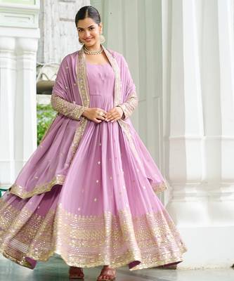 Purple Faux Georgette Gown and duptta  4