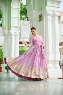 Purple Faux Georgette Gown and duptta  6