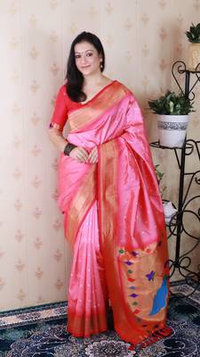 bandhani paithani silk blend zari woven saree 2
