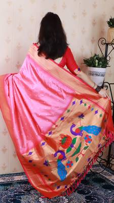 bandhani paithani silk blend zari woven saree 5