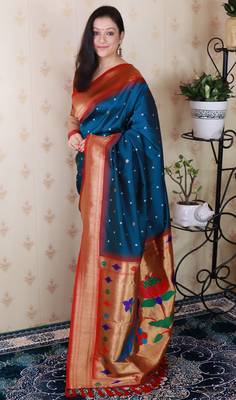 bandhani paithani silk blend zari woven saree 5
