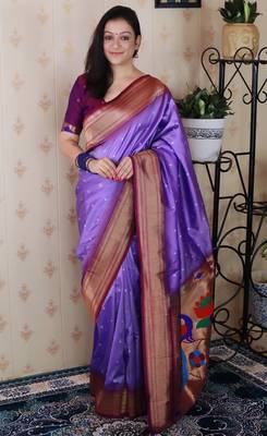 bandhani paithani silk blend zari woven saree 1