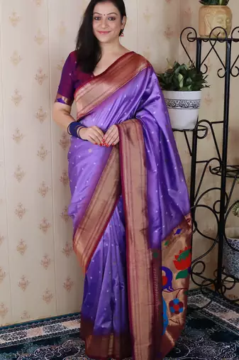 bandhani paithani silk blend zari woven saree
