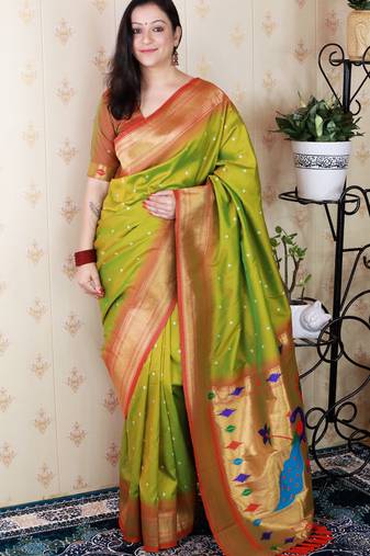 bandhani paithani silk blend zari woven saree