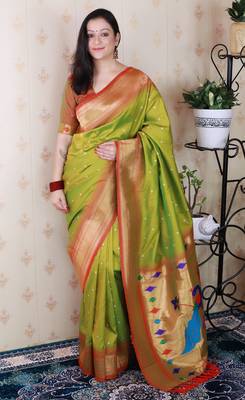 bandhani paithani silk blend zari woven saree 2