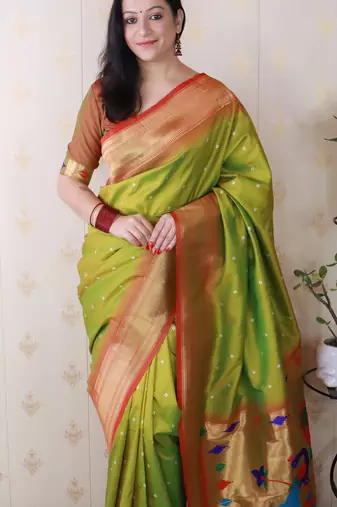 bandhani paithani silk blend zari woven saree