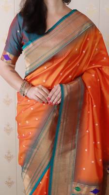bandhani paithani silk blend zari woven saree 3