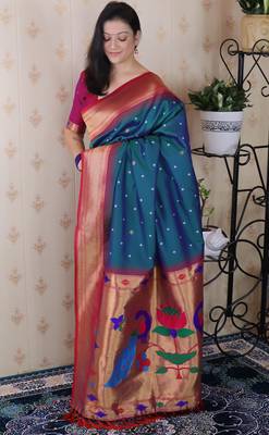 bandhani paithani silk blend zari woven saree 4