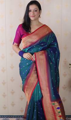 bandhani paithani silk blend zari woven saree 5