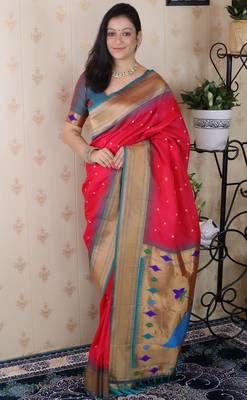 bandhani paithani silk blend zari woven saree 1