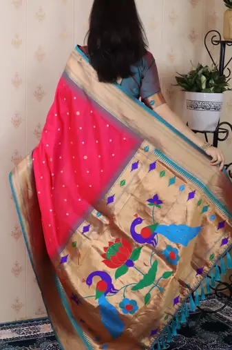 bandhani paithani silk blend zari woven saree