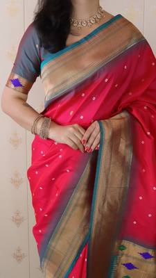 bandhani paithani silk blend zari woven saree 5
