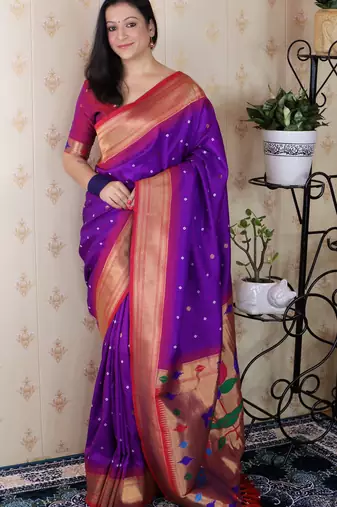 bandhani paithani silk blend zari woven saree