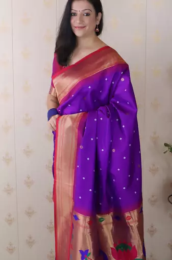 bandhani paithani silk blend zari woven saree