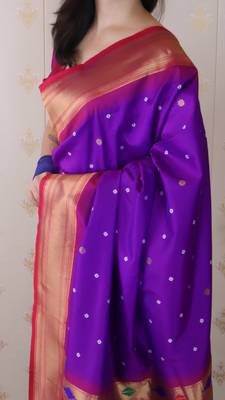 bandhani paithani silk blend zari woven saree 5