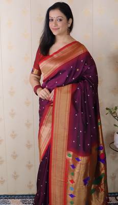 bandhani paithani silk blend zari woven saree 4