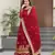 Maroon faux georgette embroidery zari sequins flared gown with heavy dupatta
