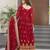 Maroon faux georgette embroidery zari sequins flared gown with heavy dupatta