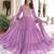 Onion georgette sequins zari embroidered ruffle flared gown with heavy dupatta
