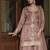 Light brown simmer silk embroidered designer sharara suit