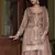 Light brown simmer silk embroidered designer sharara suit