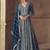 Blue chinon silk embroidered designer anarkali  suit