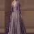 Purple chinon silk embroidered designer anarkali  suit