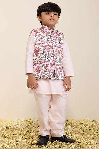 Multicolor printed silk jacket set