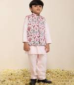 Multicolor printed silk jacket set