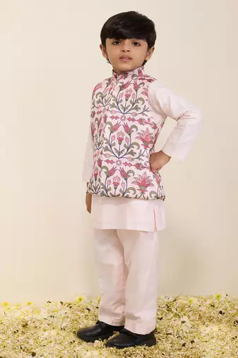 Multicolor printed silk jacket set