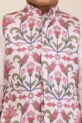 Multicolor printed silk jacket set