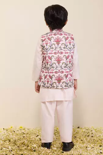 Multicolor printed silk jacket set