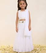 White plain silk lehenga set