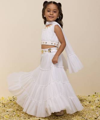 White plain silk lehenga set 2